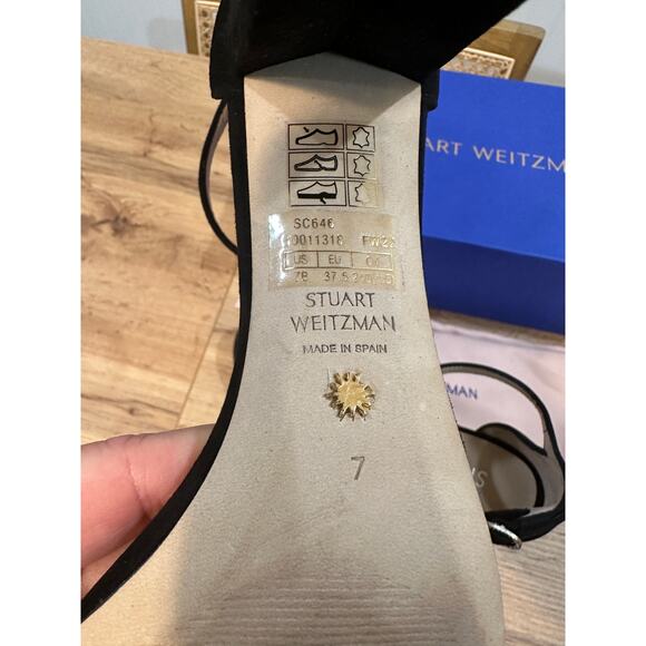 Stuart Weitzman Nearlynude Highshine Sandal Black Suede Sz 7 NIB Elegant Dressy - Picture 10 of 12